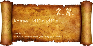 Kossa Mátyás névjegykártya